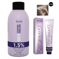 Набор "Перманентная крем-краска для волос Ollin Performance оттенок 7/00 русый глубокий 60 мл + Окисляющая эмульсия Oxy 1,5% 90 мл"
