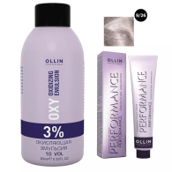 Набор "Перманентная крем-краска для волос Ollin Performance оттенок 9/26 блондин розовый 60 мл + Окисляющая эмульсия Oxy 3% 90 мл"