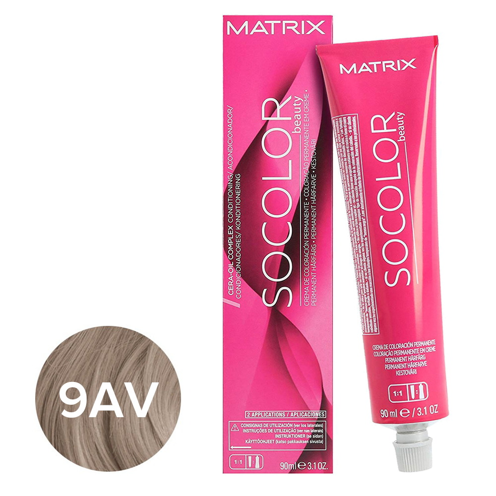 Matrix - Крем-краска перманентная 9AV очень светлый блондин пепельно-перламутровый - Socolor.beauty, 90 мл