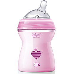 Бутылочка Розовая Natural Feeling, соска с наклоном и флексорами, 0мес.+, 250 мл