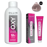 Набор "Перманентная крем-краска для волос Ollin Color оттенок 11/21 специальный блондин фиолетово-пепельный 100 мл + Окисляющая эмульсия Oxy 12% 150 мл"
