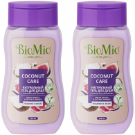 Biomio Гель для душа с экстрактом инжира и маслом кокоса Coconut Care для всей семьи 14+, 2 х 250 мл