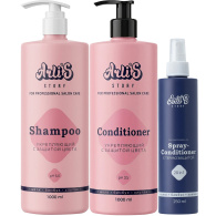 Набор для укрепления и защиты волос: шампунь 1 л + кондиционер 1 л + спрей с термозащитой 250 мл