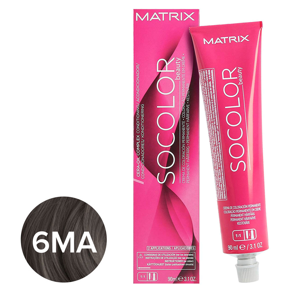 Matrix - Крем-краска перманентная 6MA темный блондин мокка пепльный - Socolor.beauty, 90 мл