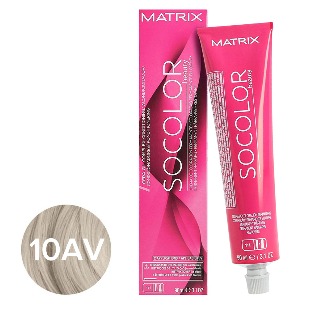 Matrix - Крем-краска перманентная 10AV очень-очень светлый блондин пепельно-перламутровый - Socolor.beauty, 90 мл