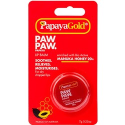 Papaya Gold Paw Paw Papaya Lip Balm - Бальзам для губ с медом манука в баночке, 7 г