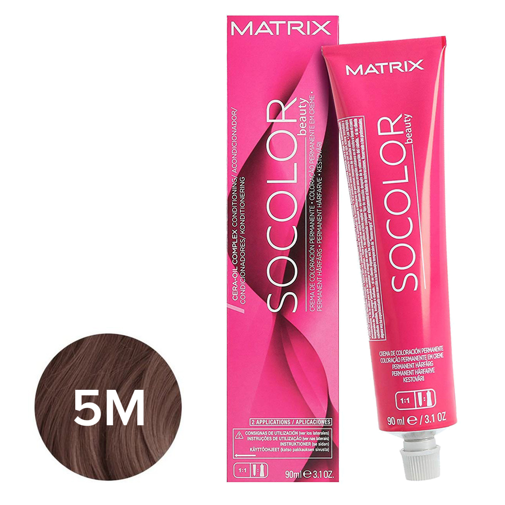 Matrix - Крем-краска перманентная 5M светлый шатен мокка - Socolor.beauty, 90 мл