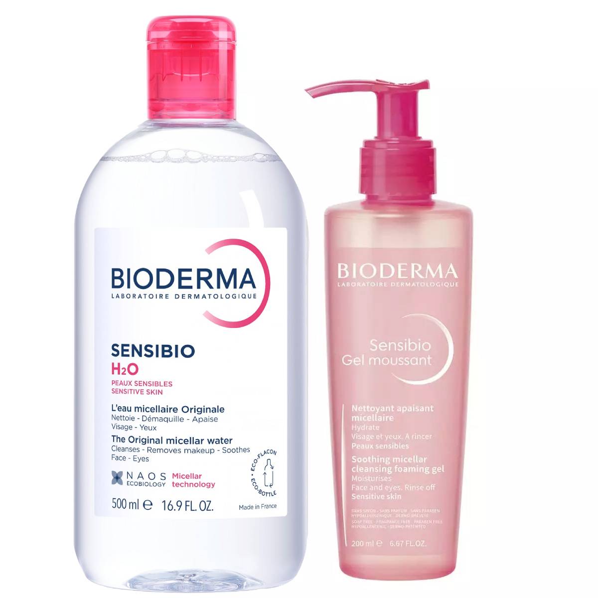 Набор: Мицеллярная вода, 500 мл + Очищающий гель, 200 мл