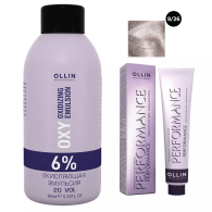 Набор "Перманентная крем-краска для волос Ollin Performance оттенок 9/26 блондин розовый 60 мл + Окисляющая эмульсия Oxy 6% 90 мл"