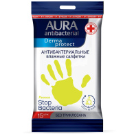 Влажные антибактериальные салфетки Derma Protect с экстрактом ромашки, 15 шт