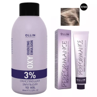 Набор "Перманентная крем-краска для волос Ollin Performance оттенок 7/00 русый глубокий 60 мл + Окисляющая эмульсия Oxy 3% 90 мл"