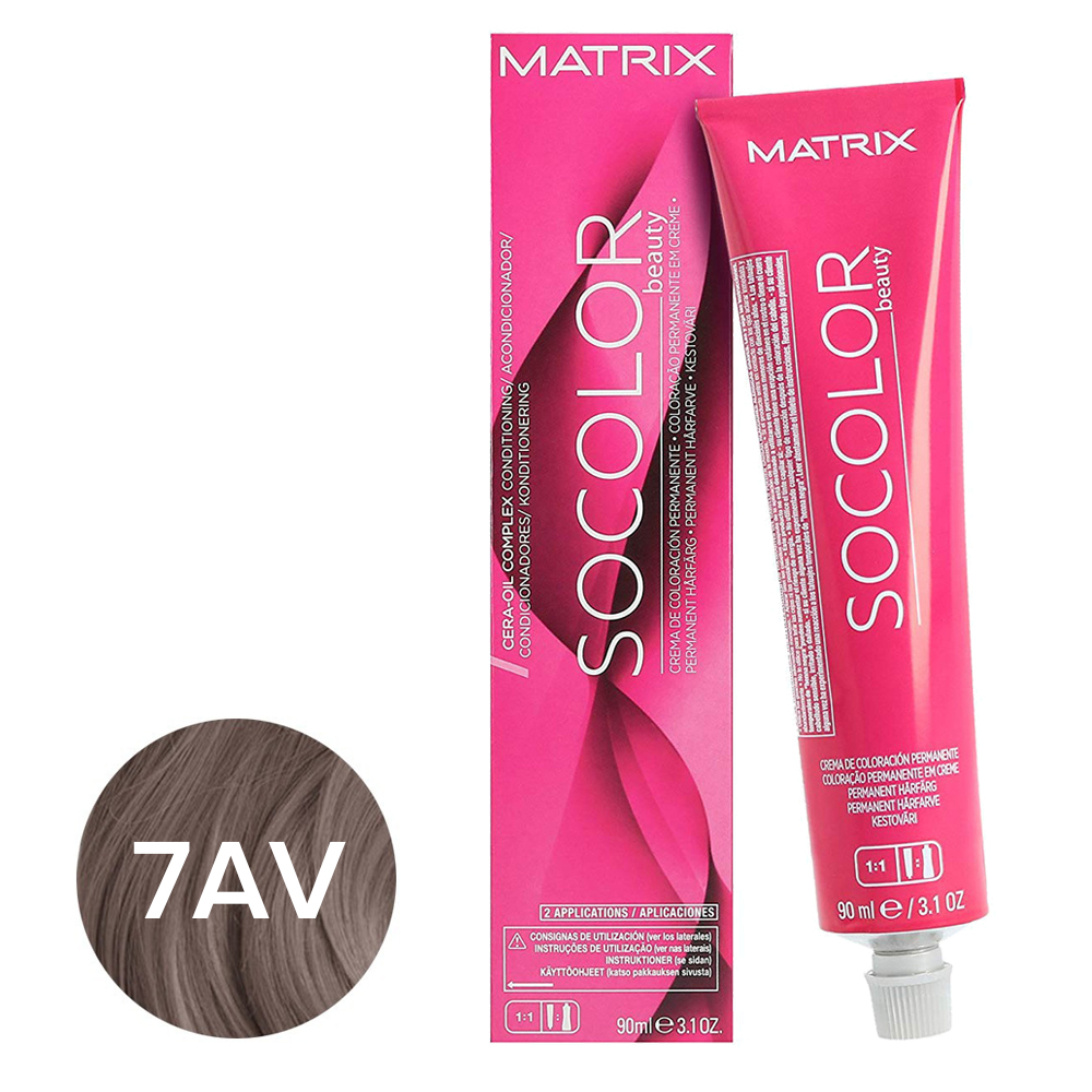Matrix - Крем-краска перманентная 7AV блондин пепельно-перламутровый - Socolor.beauty, 90 мл