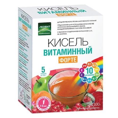 Кисель Витаминный ФОРТЕ. 5 пакетов по 20 г. Упаковка 100 г