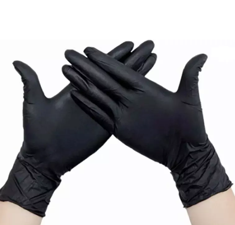 Перчатки нитриловые размер М черные, 100 шт