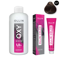 Набор "Перманентная крем-краска для волос Ollin Color оттенок 6/1 темно-русый пепельный 100 мл + Окисляющая эмульсия Oxy 1,5% 150 мл"