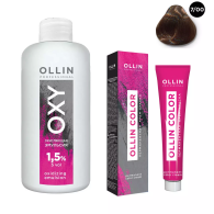 Набор "Перманентная крем-краска для волос Ollin Color оттенок 7/00 русый глубокий 100 мл + Окисляющая эмульсия Oxy 1,5% 150 мл"