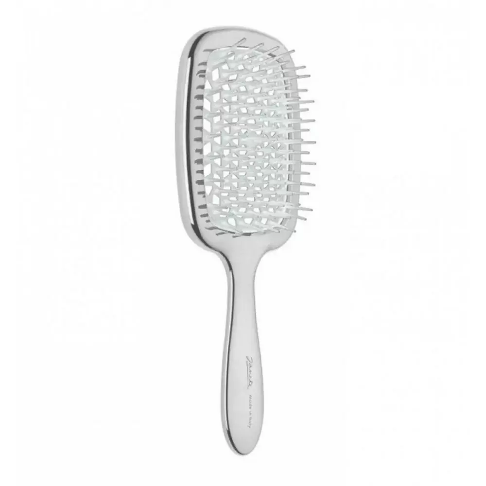 Щетка Superbrush Rectangular для волос, серебристая с белым, 21,5 x 9 x 3,5 см