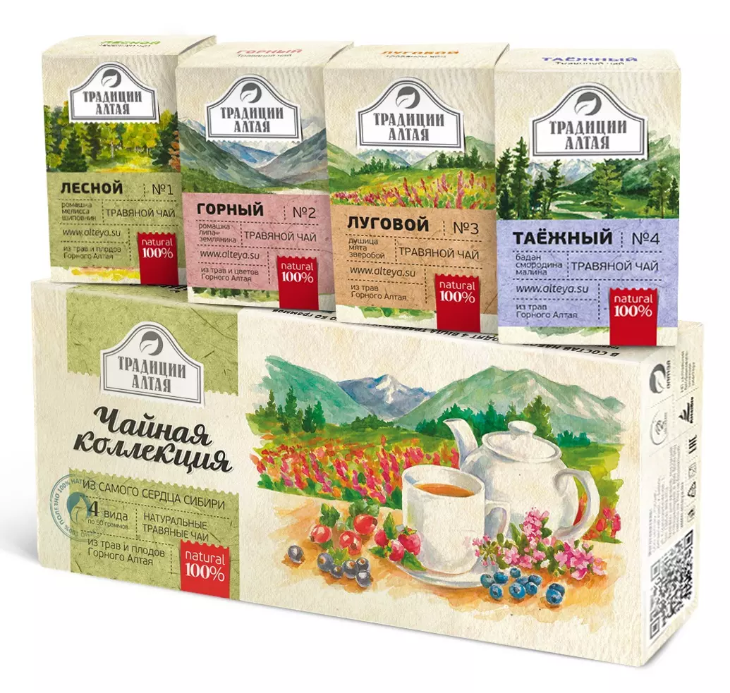 Подарочный набор травяных чаев "Чайная коллекция", 4 х 50 г