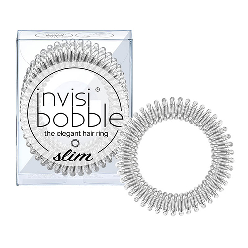 Invisibobble Slim Chrome Sweet Chrome - Резинка-браслет для волос, цвет мерцающий серебряный, 3 шт