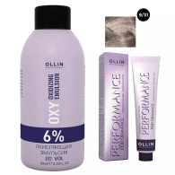 Набор "Перманентная крем-краска для волос Ollin Performance оттенок 9/31 блондин золотисто-пепельный 60 мл + Окисляющая эмульсия Oxy 6% 90 мл"