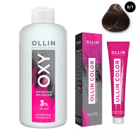 Набор "Перманентная крем-краска для волос Ollin Color оттенок 6/1 темно-русый пепельный 100 мл + Окисляющая эмульсия Oxy 3% 150 мл"