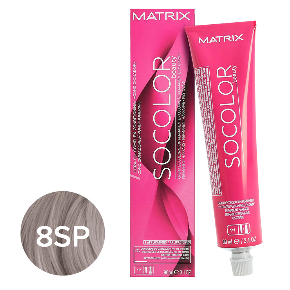Matrix - Крем-краска перманентная 8SP светлый блондин серебристый жемчужный - Socolor.beauty, 90 мл